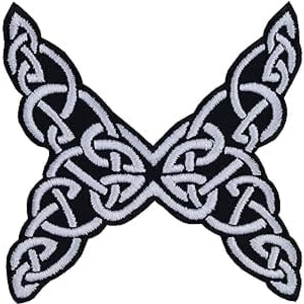 Celtic Knot Butterfly uzšūjams Viking simbols uzgludināms plāksteris Ķeltu tauriņš uzlīme Ziemeļvalstu dāvana Viking Fan DIY aplikācija visiem audumiem 85 x 85 mm