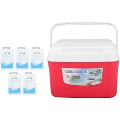 5L Warmer Cool Box Travel Storage Lunch Box Cool Box Constant Temperature Durable Portable Insulated Cool Box with Handle for Food Medicine Car Beach Camping Fishing Red