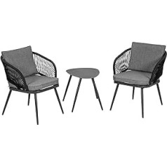 Greemotion Lyon 3-Piece Bistro Set in Steel with Textilene Ropes, Anthracite