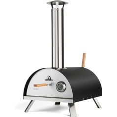 BURNHARD Nero Outdoor Pizza Oven, 500°C, Portable Wood Stove with Pizza Peel and Cordierite Pizza Stone, Fuels: Wood, Pellets, Charcoal, Briquettes