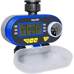 Aqualin Garden Watering Computer Water Timer Automatic Watering Clock with Two Outlets Water Computer Waterproof Blue