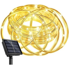 1,8 m Solar-Seillichter, 200 LED, wasserdicht, für den Innen- und Außenbereich, Seilbeleuchtung für Terrasse, Pool, Schlafzimmer, Wohnzimmer, Landschaftsbeleuchtung und Weihnachtsbaumschmuck