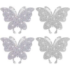 Teaaha Set of 4 Butterfly Crystal Car Stickers, Butterfly Car Window Stickers, Rhinestone Butterfly Decals, Adhesive Butterfly Car Sticker, Butterfly Crystal Car Sticker