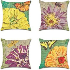 Artscope Waterproof Cushion Covers, Pack of 4 Cotton Linen Breathable Cushion Case for Patio, Garden, Farmhouse Decor, 45 x 45 cm