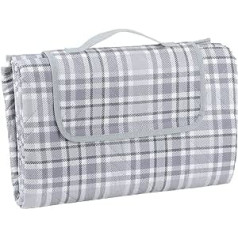 Azuma Family Picnic Blanket Waterproof Travel Mat Camping Mat Grey Check XL 150x200cm