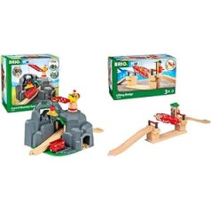 BRIO World 33889 lielā zelta raktuves ar skaņas tuneli — piederumi koka vilciens un pasaule 33757 paceļamais tilts — dzelzceļa piederumi koka vilciens