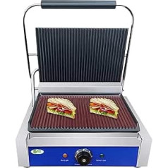 RUYICZB Panini-Maker Press, 2200 W Commercial Sandwich Press and Toaster with Non-Stick Solid Groove Plates, Temperature Control 50-300 °C, Grilled for Kitchen, Meat, Steaks, Restaurant