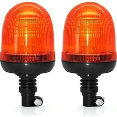 antom 2 x LED rotating beacon, 12/24 volts, yellow beacon, warning light, car, DIN – flexible for forklift tractor golf cart UTV trailer SUV