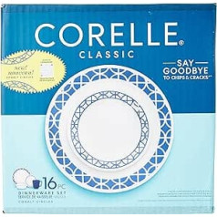 Corelle Cobalt Circles 16 daļiņu trauku komplekts, zils