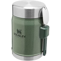 Stanley Classic Legendary Thermobehälter für Essen mit Spork 400 ml Hammertone Green - Hält 7 Stunden Heiß vai Kalt - Edelstahl Warmhaltebehälter Essen - BPA-Frei - Spülmaschinenfest