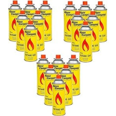 Alpen Camping Butane 18 x 400 ml gāzes kārtridži, gāzes pudele gāzes plītij, tūrisma plīts, Bunsen deglis, lodēšanas deglis, 400 ml, EN417 (18)