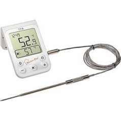 TFA Dostmann 14.1510.02 Küchen-Chef Digitales Grill-Bratenthermometer ar Hintergrundbeleuchtung, weiß mit Batterien