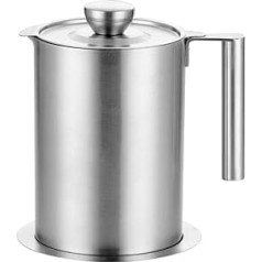 ALLOMN Stainless Steel Oil Dispenser, 1.6 L Oil Filter Pot Washable Oil Strainer Pot Leak-Proof Oil Pot Bottle Oil & Vinegar Pourer Olive Oil Jug Olive Oil Cruet for Kitchen BBQ