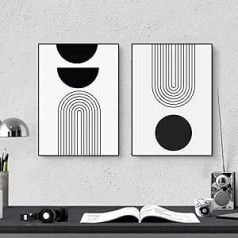 Sāras Djūkas abstraktu plakātu komplekts ar 2 sienas attēliem, melnbaltu attēlu komplekts Moderns audekls Dzīvojamās istabas mākslas līnijas sienas plakāts bez rāmja Guļamistabas dekors (50 x 70 cm)