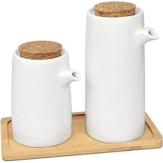 Doerdo 2 gab Keramikas eļļas dozators pudeles mērces pudeles olīveļļas karafe uzglabāšanas trauks ar paplāti virtuves gatavošanai 250 ml 400 ml