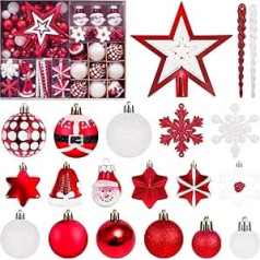 Christmas Baubles Pack of 80 Christmas Tree Decorations Christmas Tree Baubles Plastic Christmas Tree Decoration for Christmas Tree Decoration Red