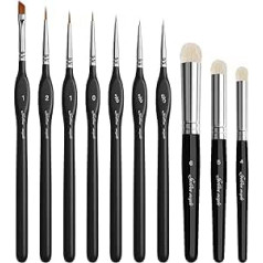 Fine Detail Brushes with Dry Brush Set, 10 Miniature Brushes for Fine Detail, Art Painting, Models, Acrylic, Watercolor, Miniatures, Oil, Figures. (Golden Maple Series)