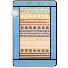 PHYMAT infrasarkanais sildīšanas paklājs ar 5 veidu dabīgiem kristāliem, karsto akmeņu terapija, tālo infrasarkano staru sildīšanas paliktnis, viedais kontrolieris, temperatūras displejs (80 x 50 cm)