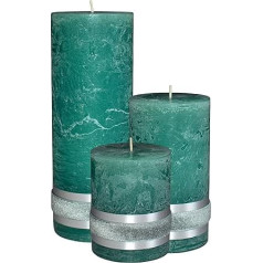 Badidi zaļo sveču dekorēšanas komplekts - Mūsdienīgs viesistabas noformējums - Mājas noformējums Pillar Candles Green - Galda noformējums - Dekorācijas Ēdamgalds - Komplekts 3 - 3 x Sveces Green - Izmērs 9, 12,5,