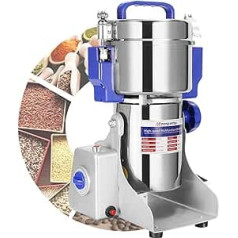 Moongiantgo 1500 g Electric Grain Mill, 50-300 Mesh Spice Mill, Stainless Steel & 3000 W 36000 RPM Commercial Motor, with Overload Protection & Open Cover Stop, for Herbs/Cereals/Spices (1500 g Swing