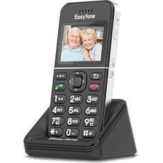 Easyfone T100 GSM lielas pogas, vecākais mobilais tālrunis bez līguma, 2,0 collu HD displejs mobilais tālrunis senioriem ar avārijas zvana pogu, GPS un uzlādes stacija