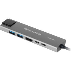 Adapteris (HUB) C tipa USB uz HDMI/2x USB3.0/2x USB tipa C/RJ45