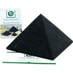 Heka Naturals Unpolierte Shungit Pyramide Kristall | 10 cm - Schwarze Mineralsteine für Dekoration & Meditation - Wohnzimmerkristalle - Natürliche Barriere & Reiniger - Fullerene…