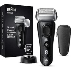 Braun Series 8 Men's Razor with 3+1 Shaving Head, Electric Shaver & Trimmer for Precision, Sonic Technology & 40° Head with Contour Adjustment, Wet & Dry, Gift Man, 8410s, Black