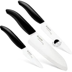 Kyocera Gen Messer WHBK 3er Set Keramikmesser, Keramik, Schwarz, 3-teiliges Messerset, 3