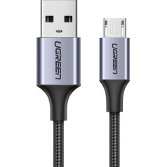 USB-micro USB kabelis, 2m, pelēks