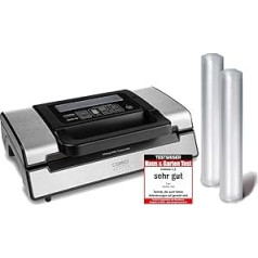 Caso FastVac 500, Professional Commercial Vacuum Sealer, Stainless Steel, Double Piston Pump, 15 Litres/Minute, Includes 2 Free Foil Rolls