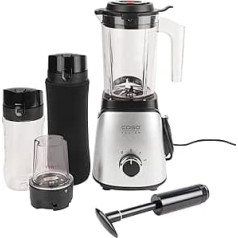 CASO B300 VacuServe - Blender with Vacuum Function, Smoothies / Shakes Stay Fresh Longer High-Quality Stainless Steel Blades, Includes 2 Drinking Bottles to Go and Chopper Attachment for Nuts