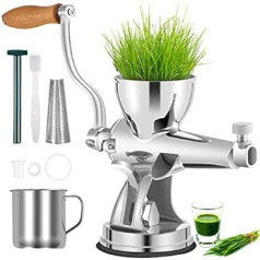 VEVOR Manual Wheatgrass Press, 8.6 cm Feed Opening Wheatgrass Juicer 27 cm Stainless Steel Wheatgrass Juicer, 2.53 kg Vegetable Grass Press DIY Fruit Press, Juicer with Juice Catcher Cup, Stuffing Rod