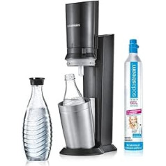 SodaStream Crystal 2.0 Water Sparkler, Promotional Pack, Titanium, Incl. 3 Glass Bottles