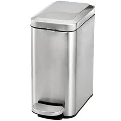 Hiceeden 1.6 Gallon Slim Step Bin with Lid, 6 Litre Stainless Steel Rectangular Waste Bin with Portable Inner Bucket for Kitchen, Bathroom, Bedroom, Living Room, Dining Room, Office