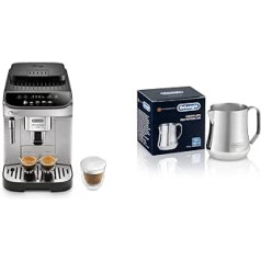 De'Longhi Magnifica Evo ECAM 292.33.SB Fully Automatic Coffee Machine with Milk Frothing Nozzle, Intuitive Control Panel, 2-Cup Function, Silver & Milk Jug DLSC060, 350 ml, Stainless Steel