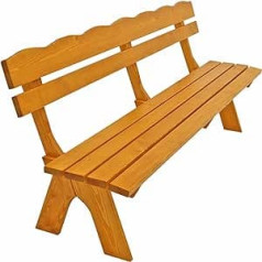 DEGAMO Freital Garden Bench XXL 4-Seater 200 cm Solid Pine Wood Light Varnished Stable Outdoor