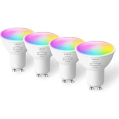 Lepro GU10 viedā lampa RGBW, Wlan Alexa spuldzes, Wifi LED spuldzes, saderīgs ar Alexa un Google Home, 4 pack (4,5 W = 50 W, RGB un silti balts, aptumšojams, izmantojot lietotni vai balsi)