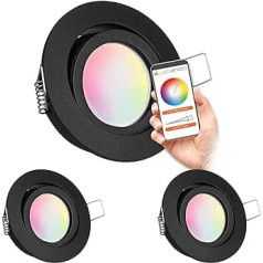 LEDANDO Tuya Smart Life RGB CCT LED Recessed Spotlights Set GU10 in Black with 5 W RGB Light Bulb + Warm to Cool White - Includes WiFi App Control