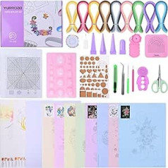 YURROAD Quilling komplekts ar 18 papīra Quilling rīkiem, piemēram, Quilling dēļa papīra rievota pildspalva Quilling Crimper Quilling apmale 900 5 mm Quilling sloksnes