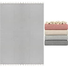 NESILY® Premium Tagesdecke Grau aus 100% Baumwolle, Sofa Decke mit Muster, Couch Überzug, Bettüberwurf, Bettdecke für Schlafzimmer, leichte Sommerdecke, Picknickdecke 170x230 cm