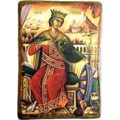 Wood Greek Christian Orthodox Doxe Wooden Icon of Saint Catherine/A0