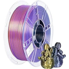 TRONXY 3D printera kvēldiegs, trīskrāsu koekstrūzijas PLA pavediens, 1,75 mm, zīds, violets, zelts, melns, 3D drukas pavediens +/-0,03 mm, 1 kg