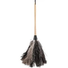 Focket Duster, Multipurpose Handmade Washable Non-Electrostatic Ostrich Feather Duster Wooden Long Handle Cleaning Duster with Hanging Rope for TV Bookshelf Car