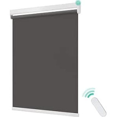 Allesin Electric Roller Blinds Interior, Blackout Roller Blind with Remote Control and Quiet Motor, 80 x 150 cm Anthracite, Metal Clamp Support No Drilling Window Roller Blind Interior Sun Protection Smart (80 x 150 cm, Anthracite)