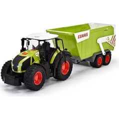 Dickie Toys - Claas traktors ar piekabi (64 cm) - liels rotaļu traktors ar brīvgaitas mehānismu bērniem no 3 gadu vecuma, lauksaimniecības transportlīdzeklis ar gaismu un skaņu un daudzām funkcijām, 203739004ONL