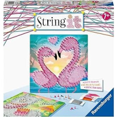 Ravensburger 18120 String it Midi Lama & Flamingo — radoši pavedienu attēli ar modernu lamu un flamingo, kas izgatavoti no plastmasas tapām un krāsaina pavediena, balts