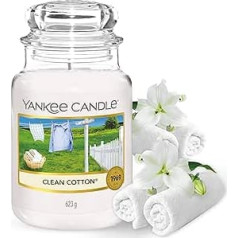 Yankee Candle large scented candle in a glass, clean cotton, burning time up to 150 hours