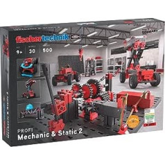 Fischertechnik Experiment Mechanic Building Kit + Static 2, Optimālais tehniskais celtniecības komplekts, lai atklātu tehnoloģiju pamatus, 30 reālistiski modeļi, bērniem no 9 gadu vecuma