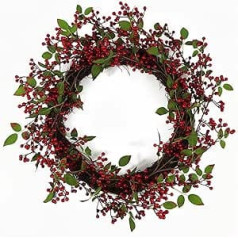 Leaf Design UK XMAS0892 Artificial Christmas Wreaths and Garlands Red Berry Natural Wreath 60cm